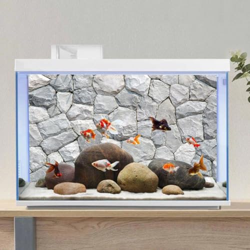 AWERT 24x12 inches White Stone Aquarium Background Rocky Fish Tank Background Rock Terrarium Background Vinyl - size: 24x12in/60x30cm