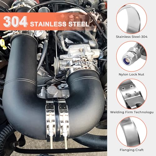 4 Pack 1.75" T-Bolt Hose Clamps, 304 Stainless Steel Turbo Intake Clamp, Working Range 1.97"-2.24"(50mm-57mm) for 1.75" I.D. Hose - size: 1.75" hose clamp 50mm-57mm (1.96"-2.24")