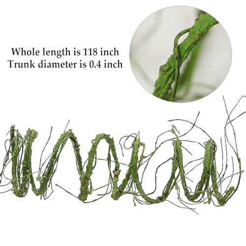 118 inch Small Green Artificial Tree Branches Grapevine Garland Ivy Willow Vines Plants Fake Cherry Blossom Tree Trunk Twigs for Wall Hanging Forest Room Home Wedding New Year Decoration - size: Small