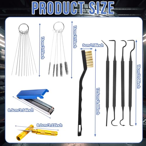 9Pcs Carburetor Cleaning Tool, Carb Jet Cleaning Kit & Welding Tip Cleaner with Stainless Steel Needles, Brushes & Hooks for Motorcycle ATV Chainsaw & Welder Professional - color: A-Style-9PCS