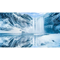 Winter Iceland Aquarium Background Frosty Snow Covered Waterfall Fish Tank Background Majestic Winter Ice Lake Nature Landscape Terrarium Backgrounds Wintry Waterfall Reptile Tank Backgrounds 24x12in - color: Grey_Blue, size: 24(W)x12(H)inches/ 60(W)*30cm
