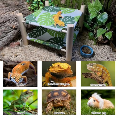 Tfwadmx Bearded Dragon Bed Double-Layer Wood Reptile Lizard Lounger Sleeping Hammock Tank Habitat Accessories for Leopard Gecko Snake Lizard or Other Small Animal - style: Style D