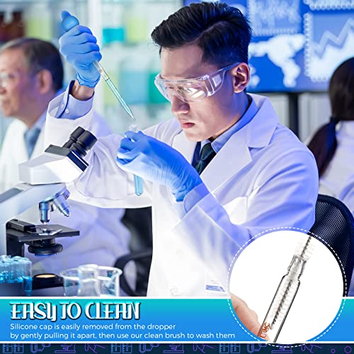 Weewooday Glass Droppers Pipettes Back to School Lab Dropper Glass Liquid Pipette with Big Rubber Hats 20 cm Stir Rod Washing Brush Transfer for Liquid Essential Oil(16 Pieces,Blue,5 ml) - color: Blue, size: 5 ml