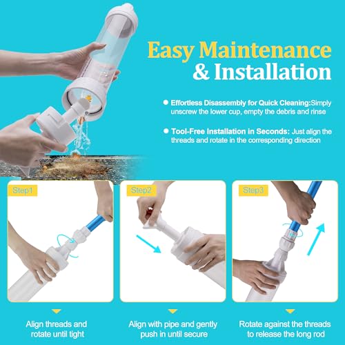 Spa Vacuum Compatible with 6250 Paradise Power, No Pumping, No Batteries or Electricity, Powered by Water Pressure, Cordless Hot Tub Vac Cleaner Picks up Leaves, Sand&Debris, with Telescopic Handle