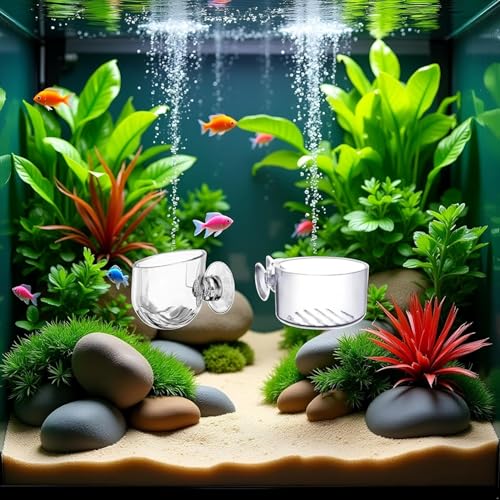 4 Pcs Aquarium Plant Pot Planter, Glass Fish Tank Plants Holder, Aquarium Decoration Plant Cup with Suction Cups for Fishes Tank Ornament Aquarium Décor Plastic Plants Fish and Aquatic Pets