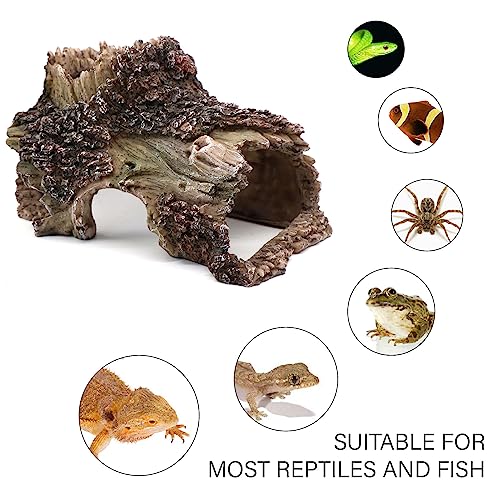 relaqcc Tree Trunk Cave Aquarium Decoration Reptile Cave Climb Hideout Hideaway, Betta Log Resin Wood House Fish Tank Decorations for Betta Fish, Shrimp, Lizards, Leopard Gecko - style: Type-C