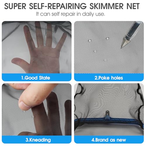 TidyMister Pool Skimmer Net with Self-Repair Fine Nylon Mesh Bag, Pool Leaf Rake for Above Ground Pools & In-ground Pools, Pool Nets for Cleaning - Original Series(No Pole) - size: 17.5inch