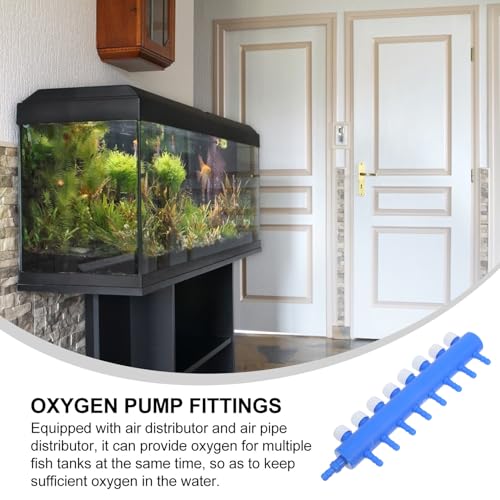 Milisten Aquarium Air Flow Control Valve Distributor Splitter with Adjustable Oxygen Output 8-Outlet Navy Blue Aquarium Airline Manifold for Fish Tank Air Pump Accessories