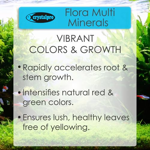 Crystalpro Flora Multi Minerals All-in-One Aquarium Plant Fertilizer - Plant Food for Fast Root & Leaf Growth - Safe for Fish, Shrimp & Snails (16.9 Oz / 500ml) - size: 16.9 Fl Oz