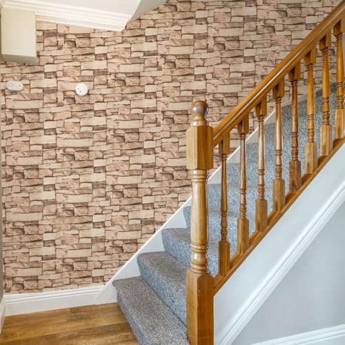 10 Pack 3D Wall Panels Peel and Stick, Waterproof Foam Stone 3D Wallpaper, Self Adhesive Foam Wallpaper for Bedroom Bathroom Kitchen (13.7 * 15.1in) - color: Rock Brick, size: 10 Pack