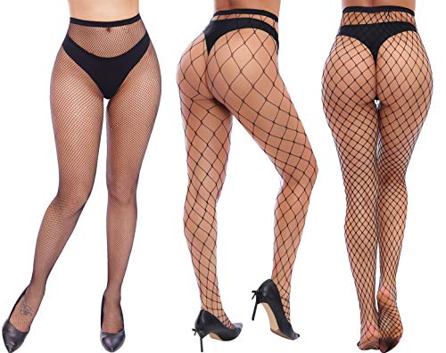 Charmnight Womens High Waist Tights Fishnet Stockings Thigh High Pantyhose - color: Black-g6