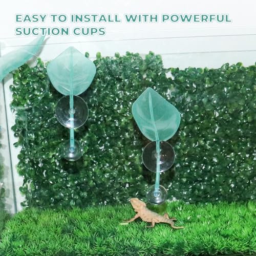 3 Pack Plastic Leaf Decorations with Suction Cups, Frog Habitat Platform, Reptile Decorations for Terrarium, Tank Terrarium Accessories for African Dwarf, Toad - color: Light Blue