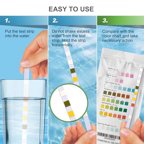 AAwipes Aquarium Ammonia Test Strips 8-in-1 |25 Strips | Quick & Accurate Water Testing Test pH, Carbonate, Alkalinity, Hardness, Chlorine, Nitrite, etc. (K02-25)