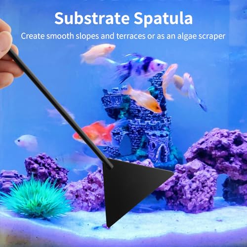 Tifanso Aquarium Aquascape Tools Kit - 4 in 1 Terrarium Decor Supplies with Long Tweezers Feeding Tongs, Aquarium Scissors, Algae Scraper, Live Fish Plants Tank Accessories Cleaning Trimming Kit
