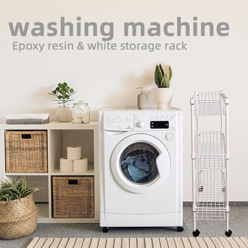 NSF white 3-layer storage rack, refrigerator crevice rack, washing machine crevice rack, laundry room dirty clothes storage, multifunctional household epoxy resin deep mesh basket - size: 3-White H basket