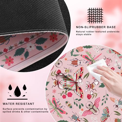 iCasso Pink Desk Pad Mat, XXL Large Mouse Pad, Desk Matt for Desktop, Anti-Slip Big Mousepad with Stitched Edges, Mouse Mat for Computer(Pink) - color: Butterfly-pink