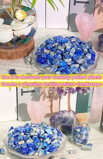 YATOJUZI Lapis Lazuli 1LB Aquarium Gravel Rocks Bulk Wholesale Tumbled Crystals Stones Chips Crushed Reiki Energy Balancing Gemstones for Planters Vase Filler Fountain Fish Tank Potted Decor - color: Lapis Lazuli, size: 1 Pound