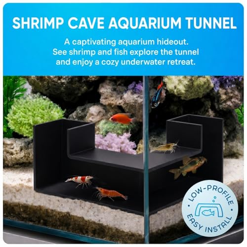 Aquarium Underground Tunnel 5", Dual-Entrance Fish Tank Cave & Aquarium Cave with Clear Viewing Window, ABS Shrimp Hideout, Substrate Buried Decor for Betta, Loaches, Corydoras, Black - color: Style A Black