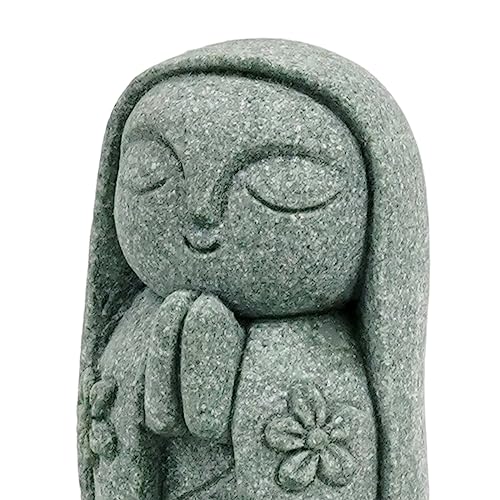 livelyfish Mini Monk Statue Japanese Buddha Figurine Feng Shui Praying Monk Statues Sandstone Sculptures for Fish Tank Aquarium Home Decoration, 5 - size: 5