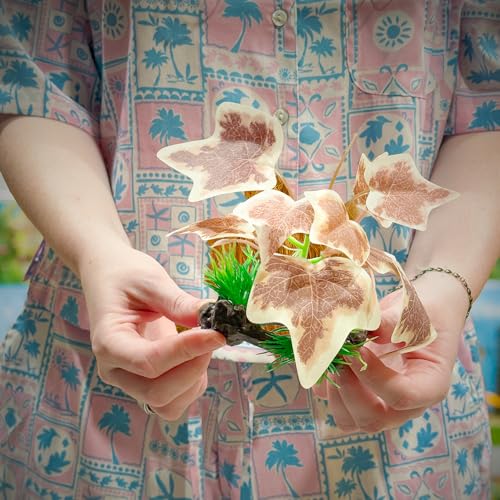 CTWPets Betta Driftwood Decor – Soft Silk Aquarium Plant for Betta Fish, Shrimp, and Tropical Tanks – Safe, Vibrant Aquascape Decoration (Cream Marble) - color: Cream Marble