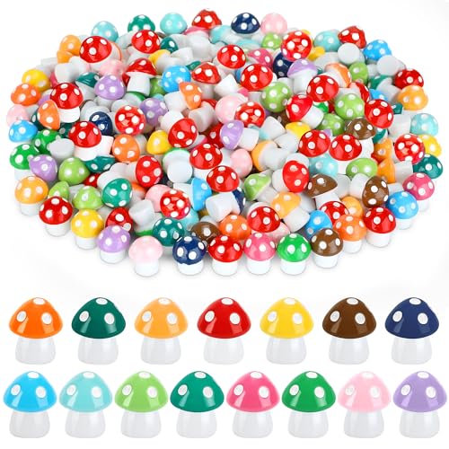120pcs Mini Resin Mushroom 15 Colors Small Mushrooms Figures Tiny Resin Mushrooms Plastic Little Miniature Mushrooms for Micro Fairy Garden Landscape Aquarium Accessories Dollhouse Hide Crafts Decor - style: 120pcs Mushrooms