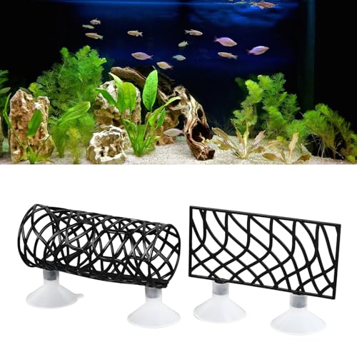 Fish Bed Tunnel, Premium Hollow Hideout Resting Tube with Suction Cups for Betta Fish and Shrimp in Aquarium Black PE Plastic 2 Pack - color: Black