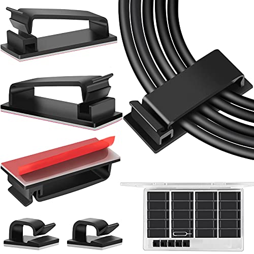 Cable Management Clips, Large Cord Clips for Under Desk Wire Management, Adhesive Organizer Multiple Cord (Computer/PC, Network, TV, Ethernet) Black 20 PCS - color: Black, size: X_Large