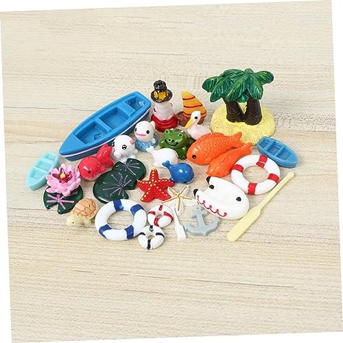 Hemoton 28pcs Ocean Resin Decor Miniature Landscape Ornaments for Aquariums and Terrariums Lightweight Beach-Themed Micro Landscape Decoration for Home and Garden