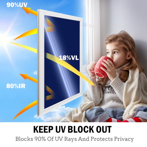 Niviy One Way Window Film Daytime Privacy Mirror Effect Reflective Window Tint for Home Self Adhesive UV Sun Blocking Heat Control Glass Door Films 17.5 x 78.7 inches Blue Silver - color: Blue-silver, size: 17.7" X 78.7"
