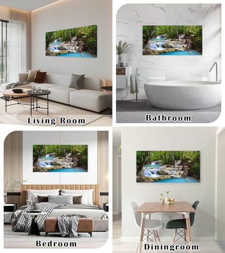 Cao Gen Decor Art S01598 1 Panels Wall Art Tropical Beautiful Waterfall Prints Light Green Forest Natural Picture Canvas Paintings Scenery Spring Summer Landscape for Home Wall Decor Artwork - color: waterfall-B, size: 71L" x 36W"