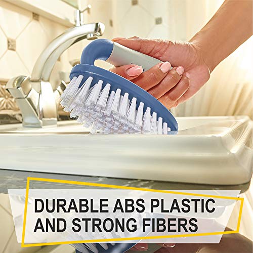 Scrub Brush Set of 3pcs - Cleaning Shower Scrubber with Ergonomic Handle and Durable Bristles - Grout Cleaner Brush - Scrub Brushes for Cleaning Bathroom/Shower/Tile/Kitchen/Floor/Bathtub/Carpet, Blue - color: Blue, Set of 3