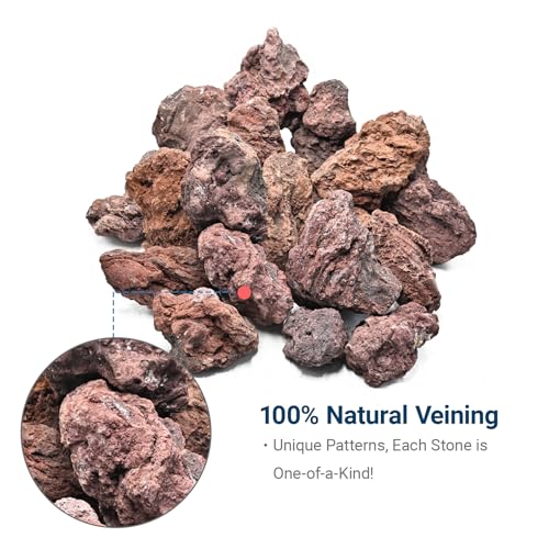 Natural Volcanic Lava Rock Stones for Fire Pit 4"-9" Natural Rocks for Fish,Fire Bowls,Gas Log Sets,Fireplaces,Decorative Landscaping & Outdoor Garden Projects-15lb 6-7pcs - color: Red, size: 15lb 6-7pcs(4-9inch)