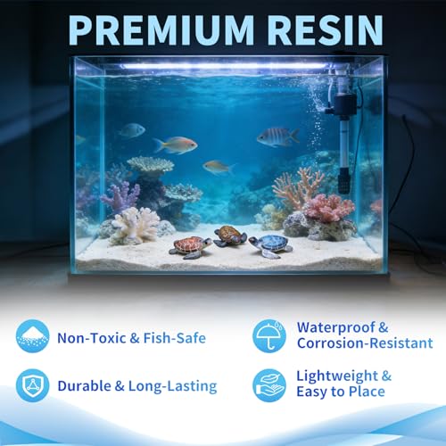 3 Pack Aquarium Decor,Realistic Resin Small Sea Turtle Fish Tank Decorations,Reptile Tanks Ornaments Accessories for Shrimp,Hermit Crab,Pet Axolotl,Goldfish,Water TurtlesBlue,Red andOrange
