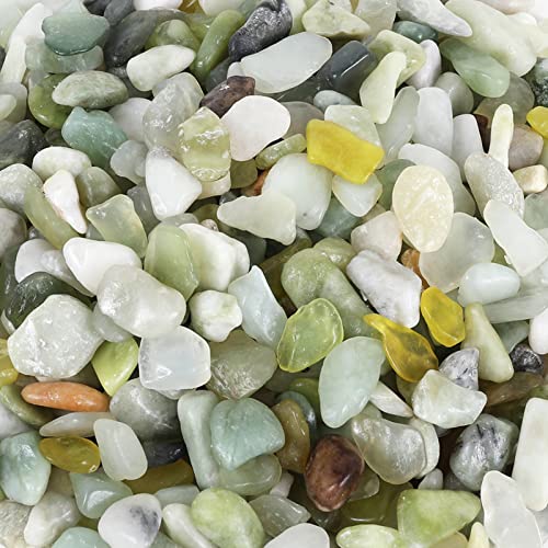 11lbs Natural River Rocks, Polished Pebbles for Plants Garden, 0.3-0.8 inch Decorative Jade Stones, Ideal for Fish Tank, Vases, Crafting, Home Decor and Garden Landscaping Rocks,Jade - size: 11 Pounds, style: Jade