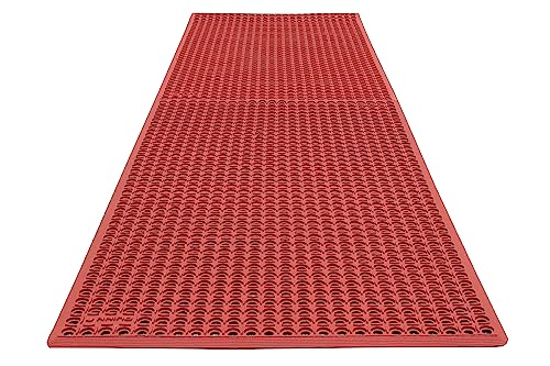 Rhino Mats, K-Series Comfort Tract Anti-Fatigue Drain-Thru Beveled Floor Mat, Drainage Non-Slip Grease-Resistance for Kitchen, Restaurant, Pool, Gym, Bar or Patio (Terra Cotta, 3' x 10' x 0.5") - size: 3' x 10' x 0.5" Terra Cotta