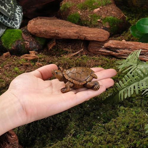 4pcs Mini Turtle Statue Simulation Resin Tortoise Figurines Cute Small Beach Sea Turtles Decorative Indoor Outdoor Realistic Ornaments for Garden Lawn Pond Aquarium Fish Tank - style: Turtle