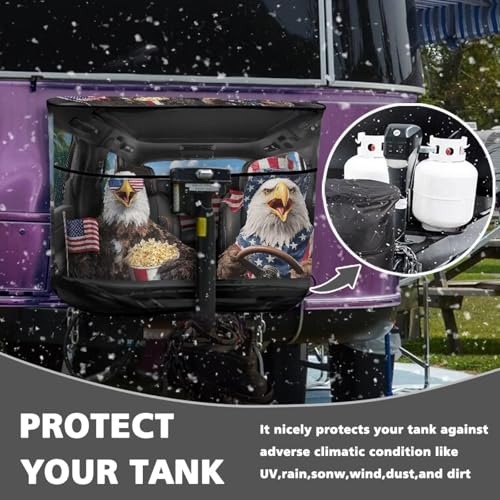 American Funny Eagle Travel Trailer Propane Tank Cover Tanks Dust-Proof Sun Protection Fit for Gas Dual 20lb Weather Resistant Cylinder Cover - color: American Funny Eagle, size: S(20LB)