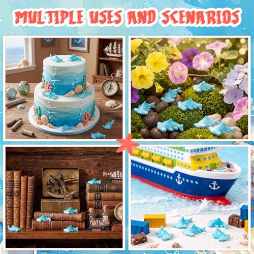 Geelin 50 Pcs Mini Resin Hammerhead Shark Figurines Tiny Resin Figurines Small Ornament Charms Figure Tiny Animals for Landscape Aquarium Garden Desktop Birthday Party - style: Hammerhead Shark