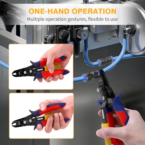 Air Line Removal Tool for 1/4”, 5/16” Push to Connect Fittings, Push-Fit Air Hose Fittings Disconnect Pliers, Quick Connect Release Pliers for 6mm, 8mm Pneumatic Connectors - size: 1/4", 5/16"