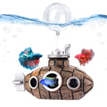 Floating Fish Tank Decoration, Little Cute Retro Submarine Aquarium Decoration with Two Float Balls, Resinous Fish Tank Accessorie, Safe Fish Toy for Betta Cichlid Goldfish Shrimps Hermit Crabs - size: 4.9'' Floating submarine