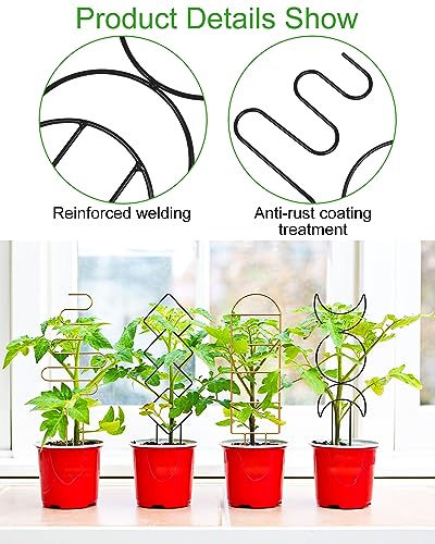 4 Pack Indoor Climbing Plant Trellis, Small Trellis for Potted Plants Outdoor, Metal Garden Trellis Plant Support Trellis with Different Patterns for Vine Ivy Flower (Golden) - color: Gold