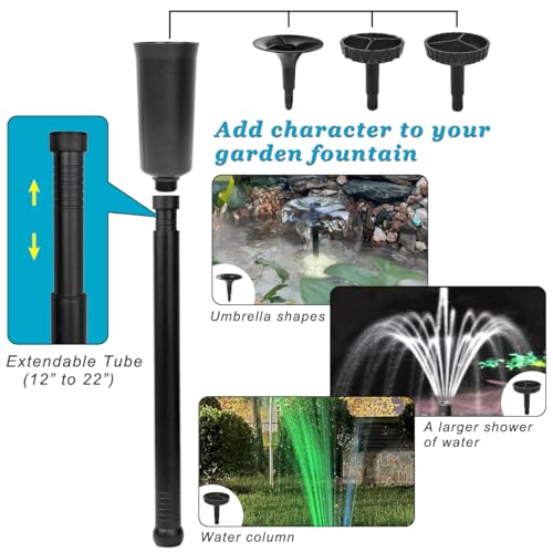 45W 792 GPH LED Pond Pump with Fountain Kit (3000L/H), Submersible Garden Water Fountain Pump, for Waterfall, Hydroponics, Aquariums, Fish Tanks, Indoor Outdoor (AC Powered)