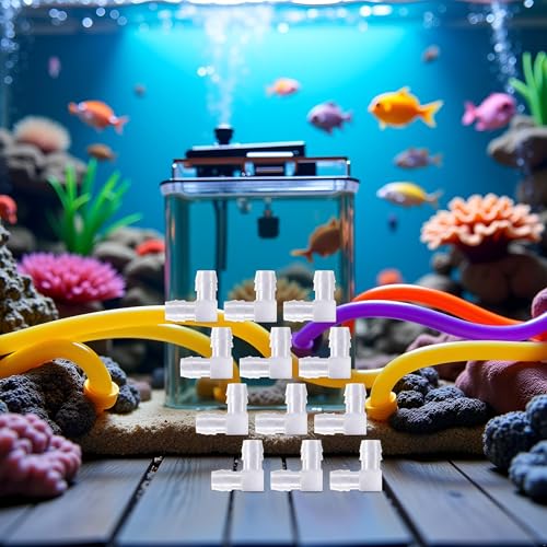 10 Pcs 3/8 Inch Plastic 90 Degree Hose Barb Elbows, Transparent L Tube Connectors, 2 Way Equal Barbed Joint Adapters for Boat Aquarium Hose Fittings