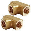 Uenede 2PCS Brass Tee Pipe Fitting 1/4" NPT Female for Water/Oil/Gas - style: Female x Female x Female