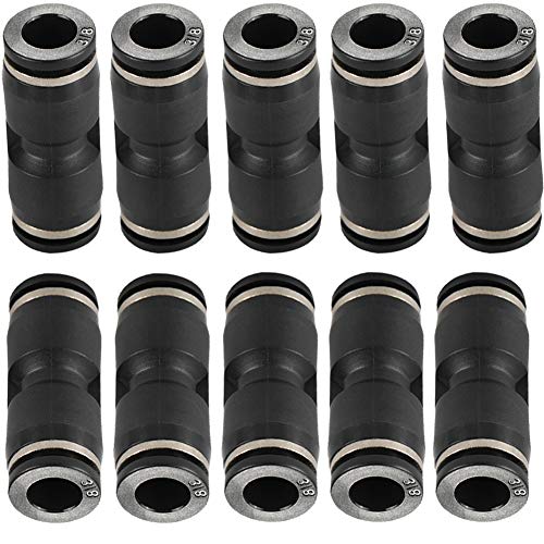 10PCS Pneumatic Push to Connect Fittings, PBT Plastic Union Straight 3/8"x 3/8"Tube OD Quick Connector for Home Garage Air Brake Air Compressor - size: 3/8"x 3/8"