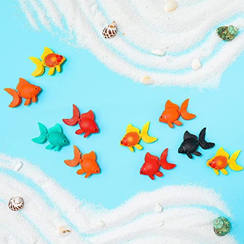 Sumind 20 Pieces Fake Plastic Fish Floating Artificial Aquarium Fishes Realistic Artificial Moving Colorful Goldfish Fake Goldfish Decoration Ornament for Aquarium Tank