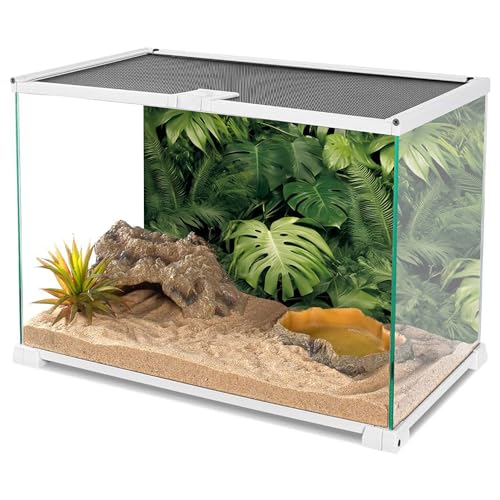 AWERT 36x20 inches Tropical Leaves Terrarium Background Polyester Reptile Habitat Background Rainforest Aquarium Background - size: 36x20in/90x50cm