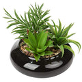 Hollyone Large Artificial Succulents Plants Faux Succulents in Pots Fake Succulent Potted Plants with Black Ceramic Pot for Home Decor Office Desk Bathroom Living Room Indoor & Outdoor Decorations