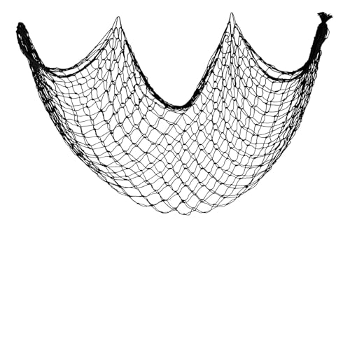 ZUEXT Decorative Fishing Net 80x40 Inch, Large Black Picture Fish Net, Wall Photo Hanging Fishnet for Nautical Mermaid Pirate Ocean Themed Hawaii Beach Under The Sea Party Decorations - color: Black, size: 80" x 40" - 1 Pack
