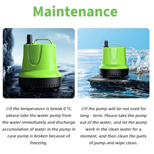 FREESEA Fountain Submersible Water Pump: 330 GPH 25W Small Sump Pump for Outdoor Pond Hydroponic Statuary Waterfall Aquarium Fish Tank